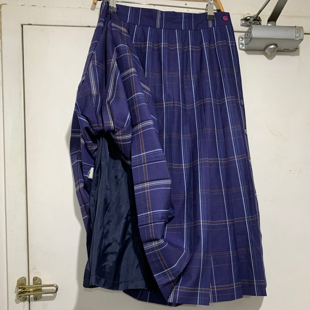 VINTAGE LAUREL MAXI WOOL PLAID PLEATED SKIRTS SIZE 28